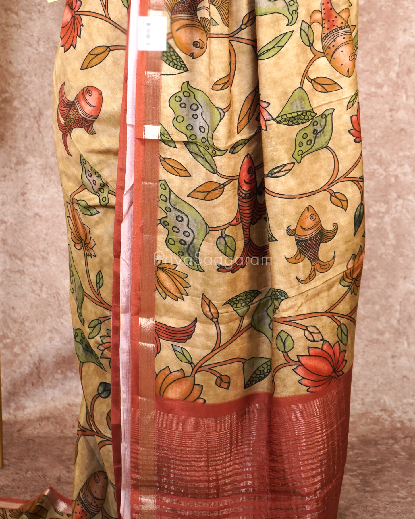 Mustard Kalamkari Crepe Silk - PD5919