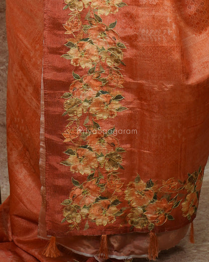 Warm Peach Embroidery Crush Tissue - PD686