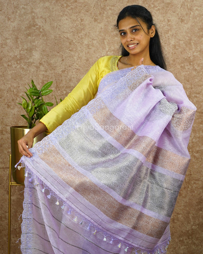 Lavender Embroidery Tussar - PD4111