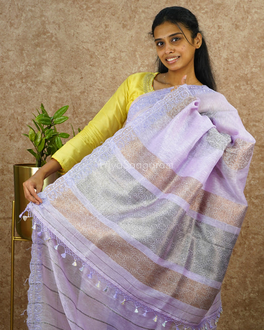 Lavender Embroidery Tussar - PD4111