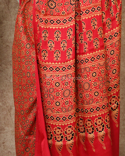 Mittai Pink Ajrak Modal Silk - PD1747