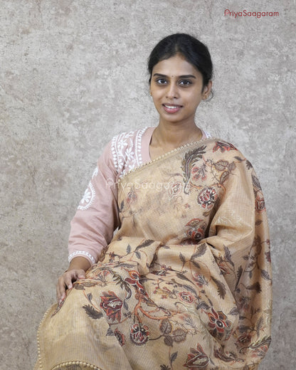 Mustard Floral Aari Kota - PC3297