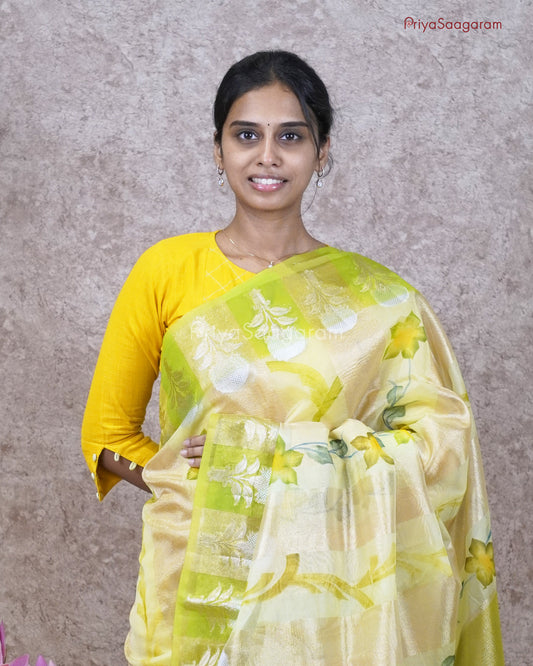 Green Floral Celebration in Tissue Silk - PC3229