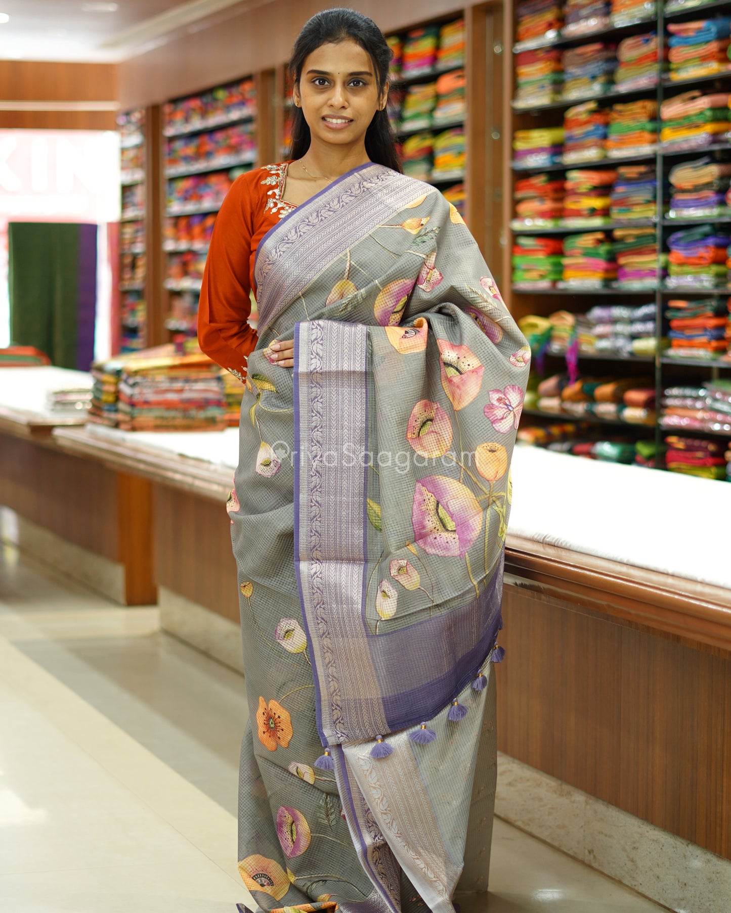 Grey Rhythm Supernet Silk Cotton - PD886