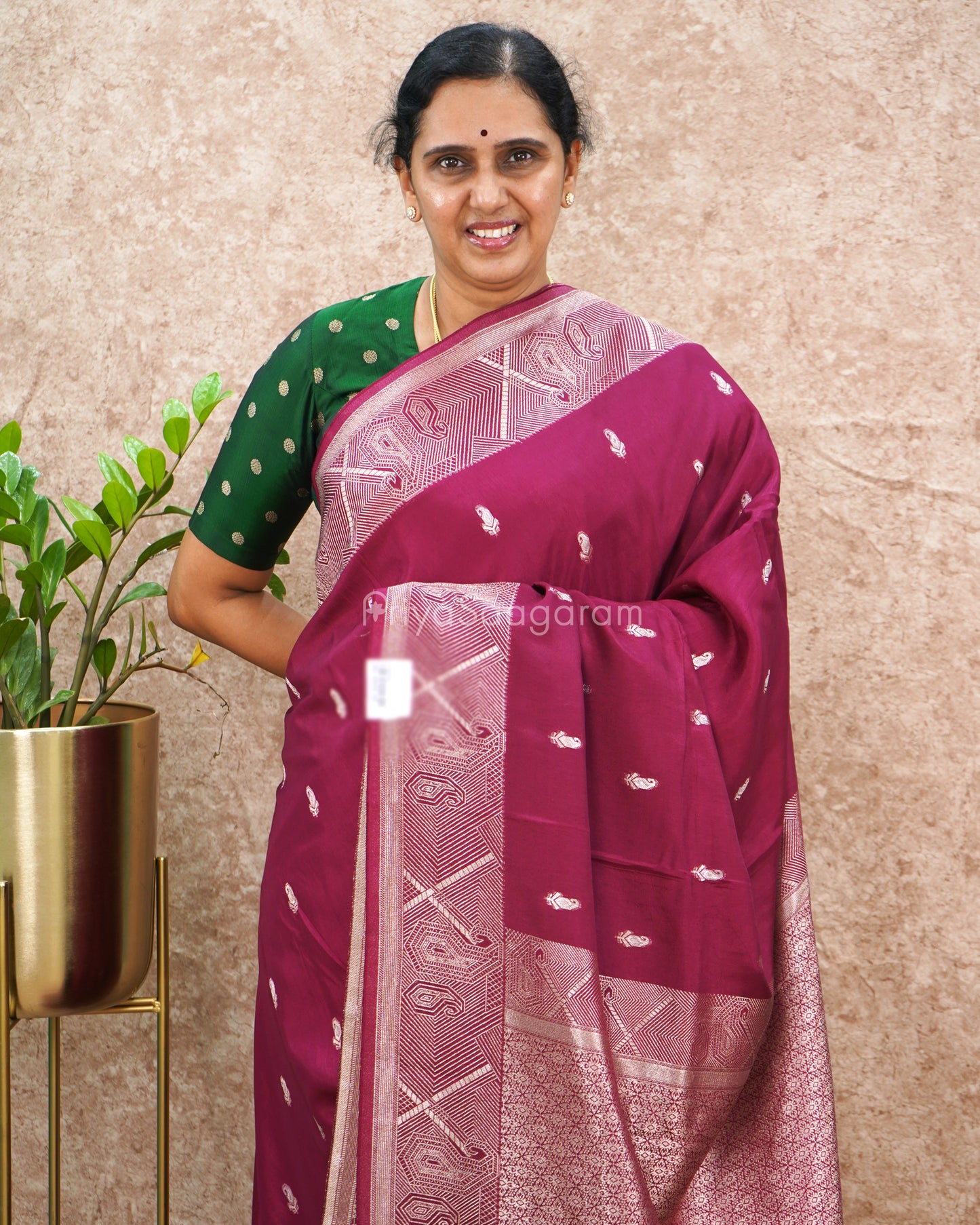 Wine Zari Chiniya Silk - PD5339