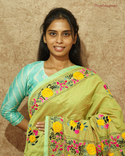 Green FullKari Chanderi Cotton - PD391