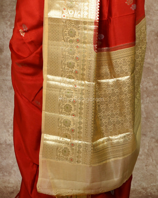 Traditional Red Chiniya Silk - PD4531