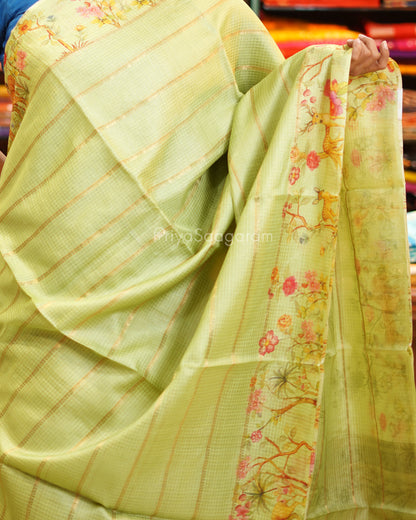 Green Printed Kota Silk - PE6517