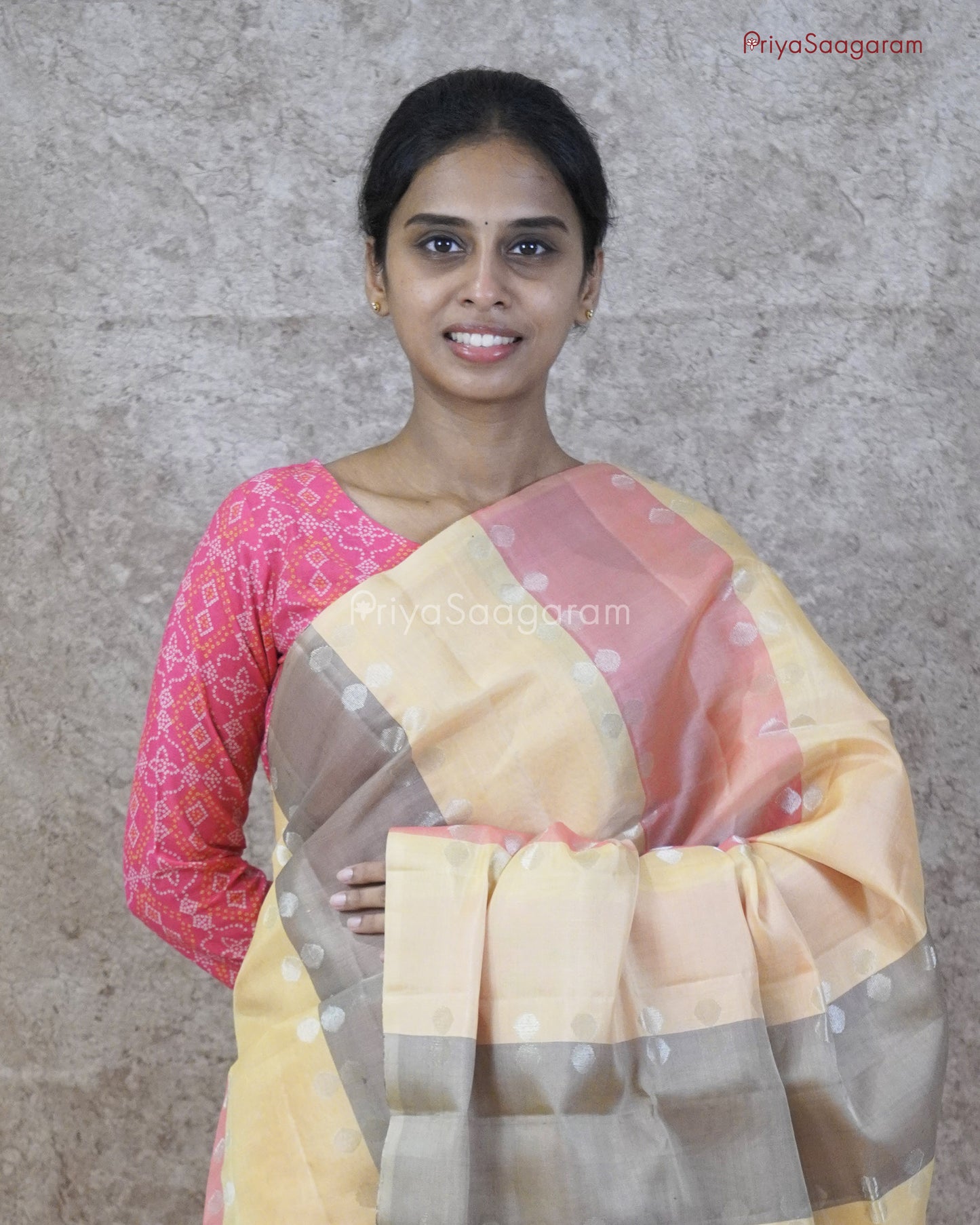 Creamy Pink Brown Kora Soft Silk - PD153