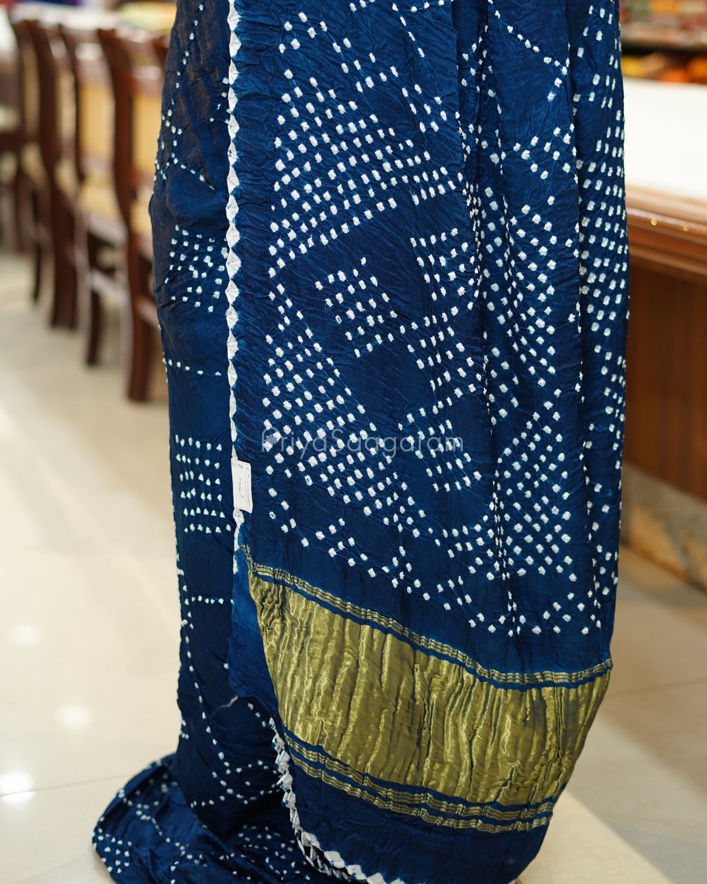 Teal Blue Bandhani Modal Silk - PD1728
