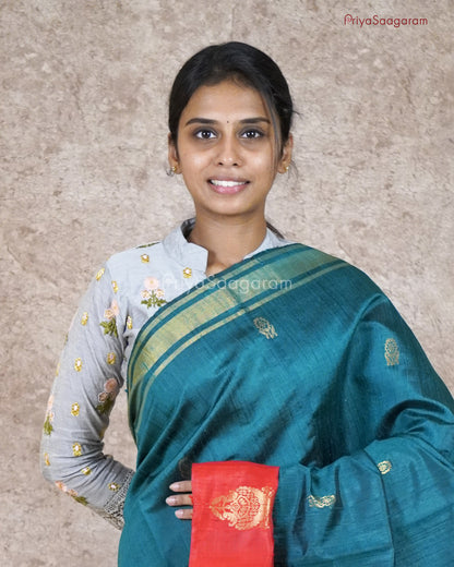 Solid Green Kadhi Tussar - PB2547