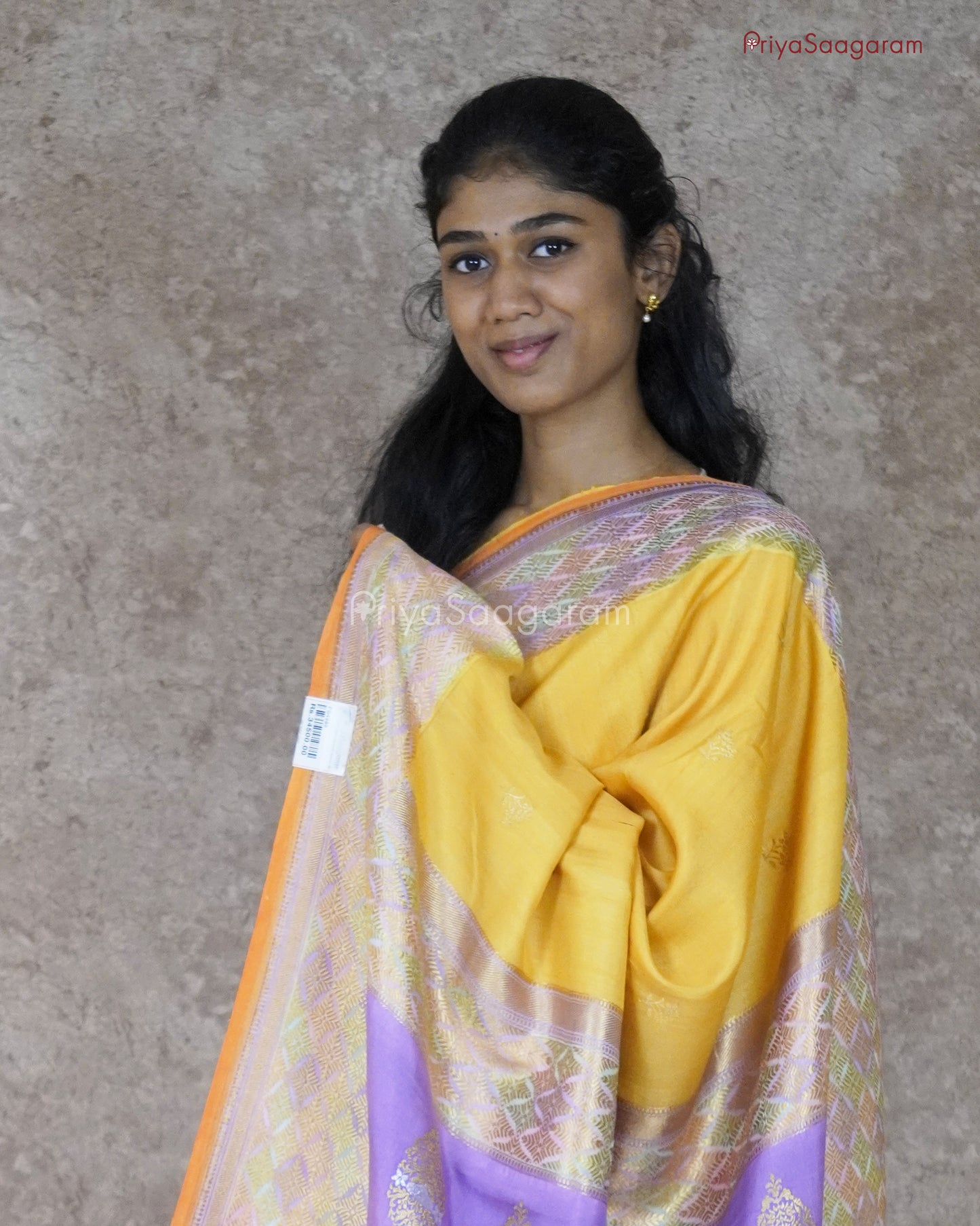 Yellow Organic Painted Tussar - PB4985