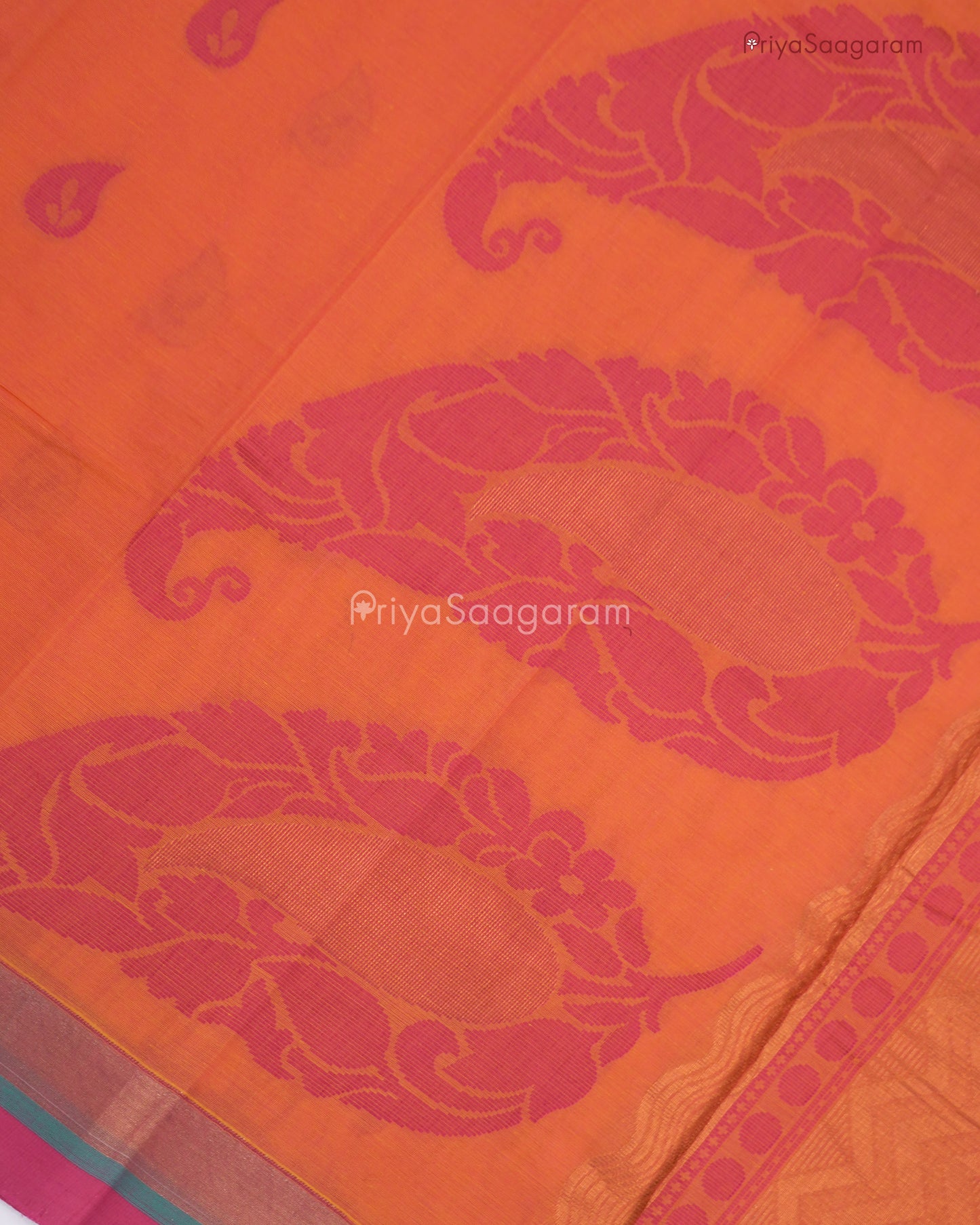 Orange Contrast Madurai Cotton - L9953