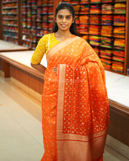 Shaded Orange Woven Chiniya Silk - PE2710