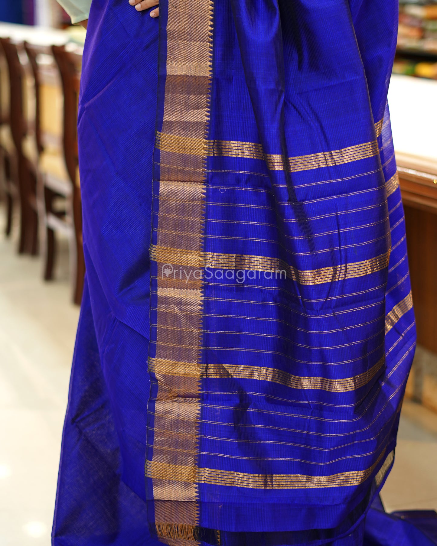 Ink Blue Mangalagiri Silk Cotton - N12626