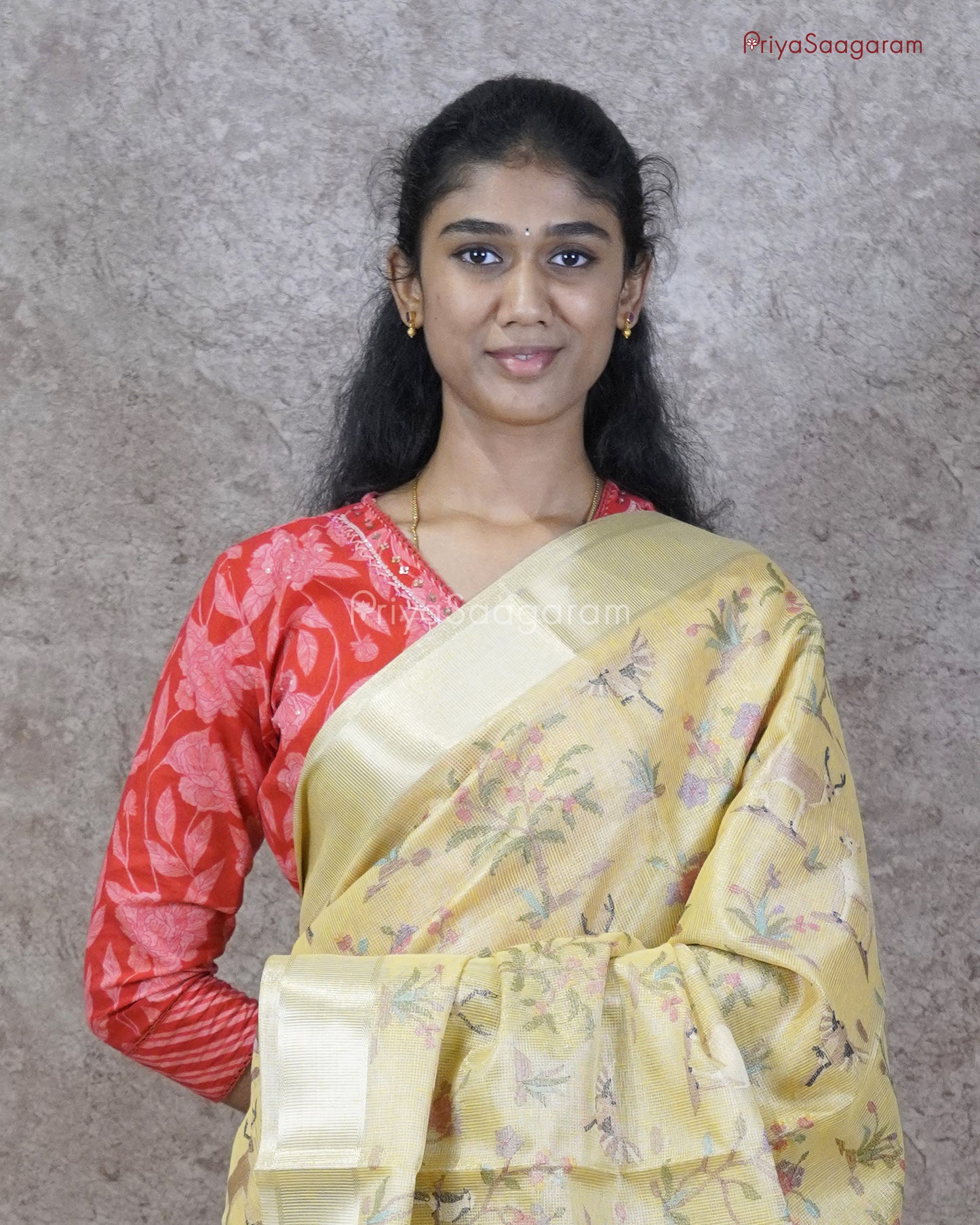 Golden Yellow Vanasingaaram Tissue Silk - PC3559
