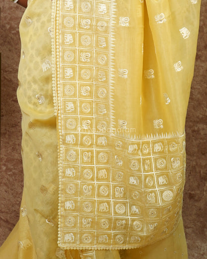 Classic Yellow Embroidery Tissue Silk - PD3709