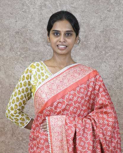 Red Bandhini Tussar - PC4606