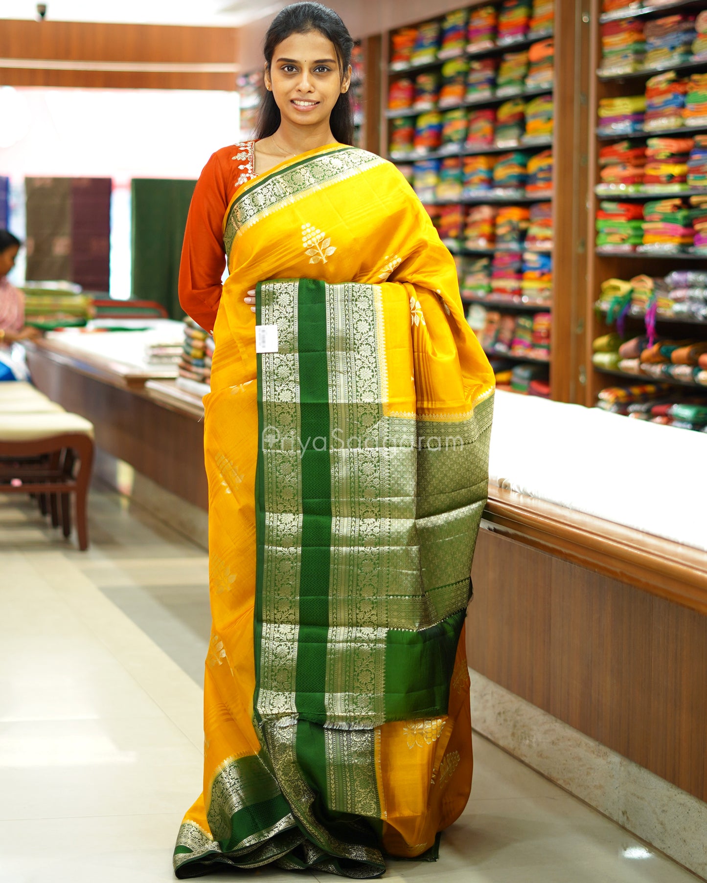 Yellow Green Chiniya Raw Mango Silk - PD1067