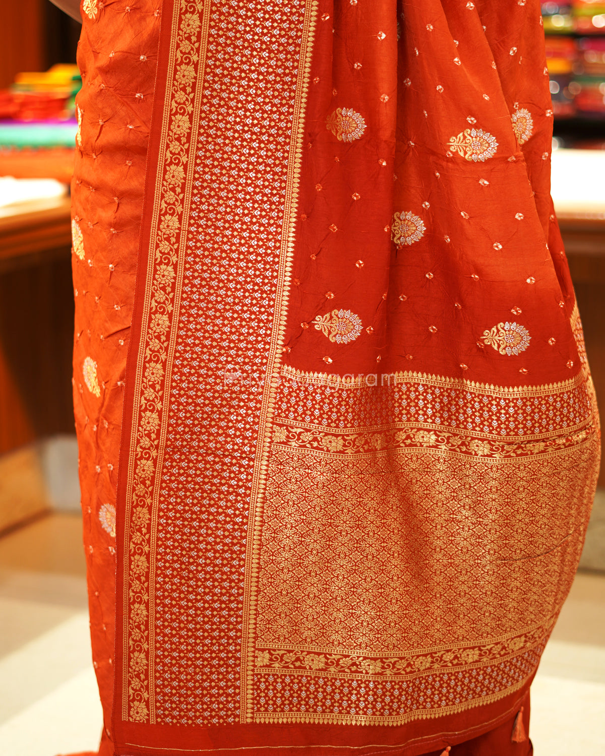 Rust Orange Banaras Bandhani - PE2760