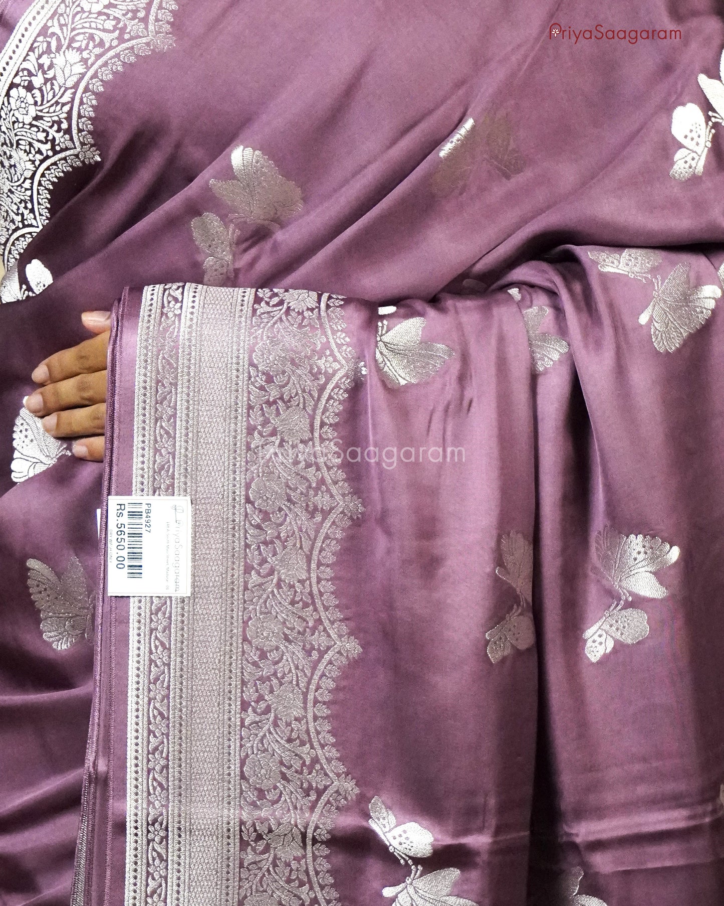 Pale Magenta Satin Banaras - PB4927