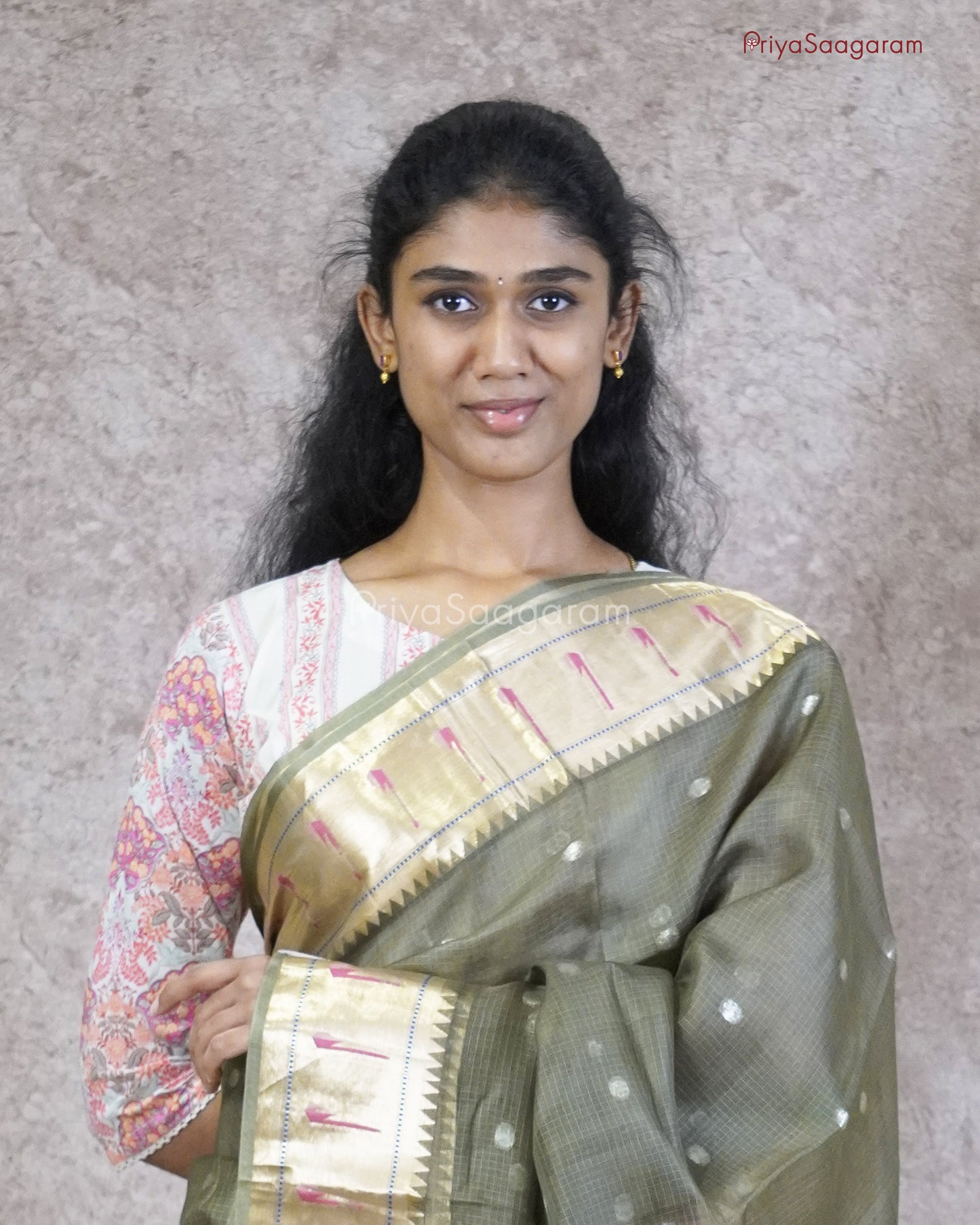 Military Green Paithani Kota - PC3586