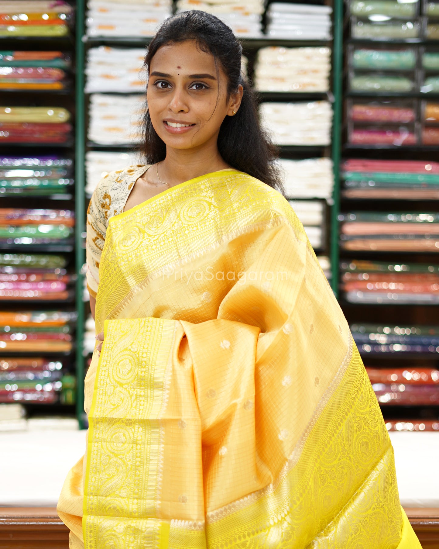 Lime Yellow Green Kanchi Banaras Silk - PC3599