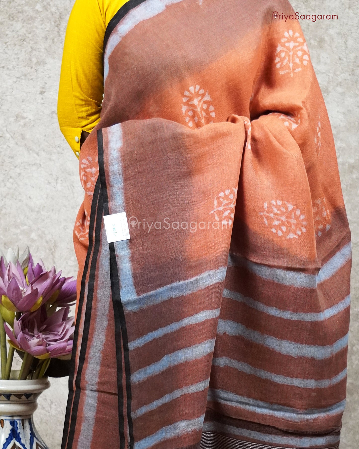 Orange Pure Linen Cotton  - R40