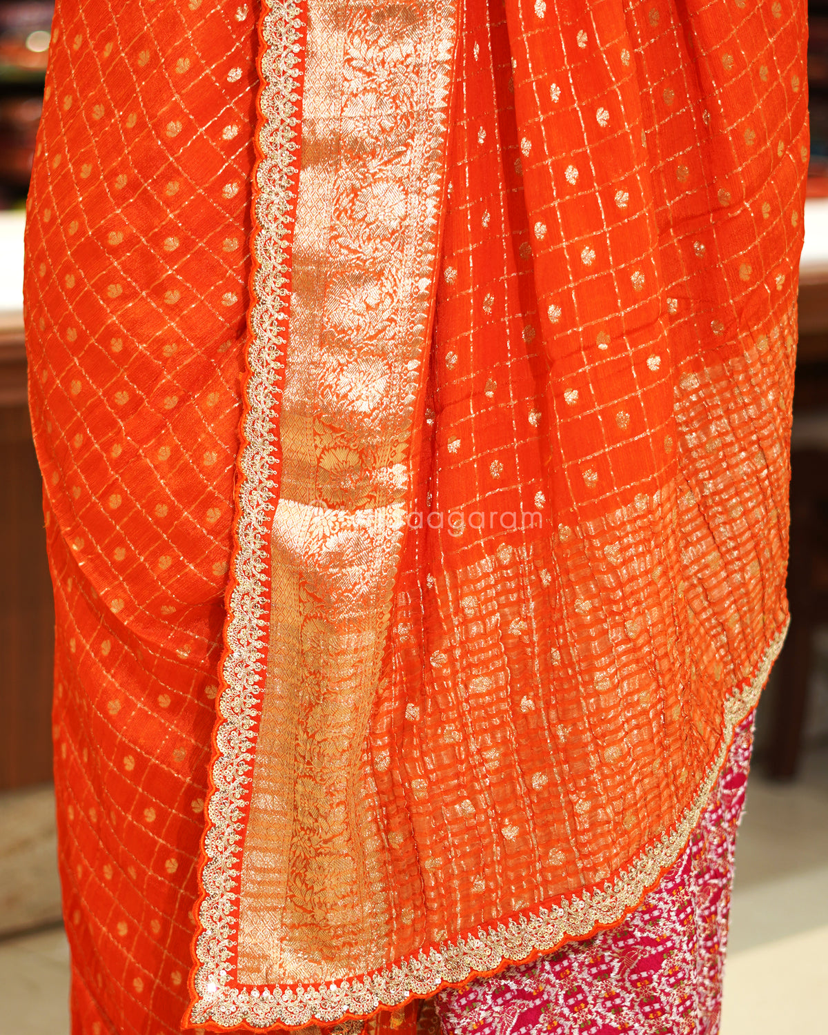 Orange Designer Banaras Silk - PE642