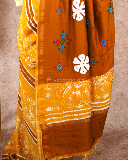 Mustard Applique Chanderi Cotton - PD1751