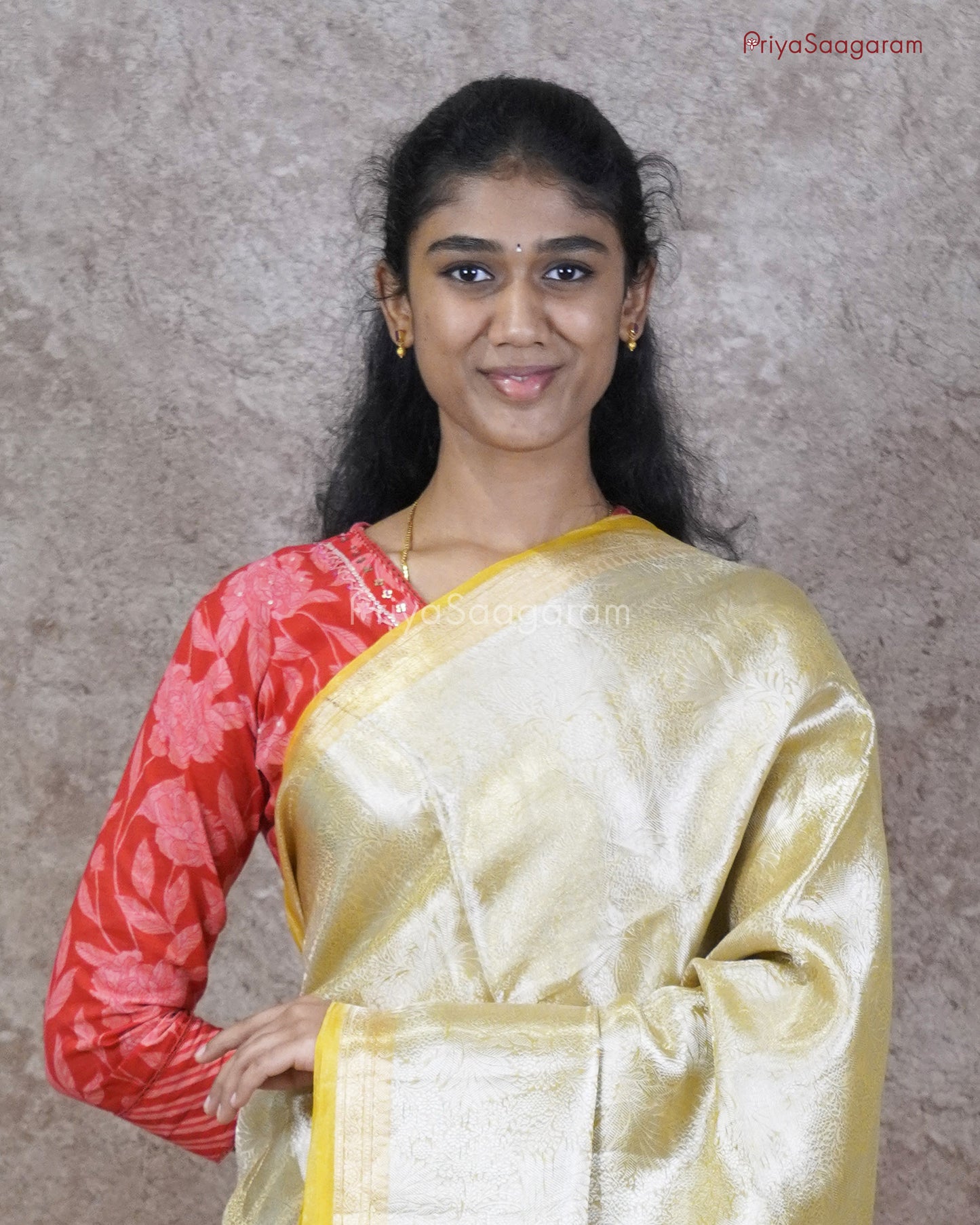 Yellow Zari Tissue Silk - PC3588
