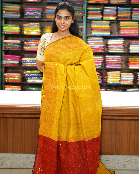 Deep Mustard Yellow Matka Silk - PD250