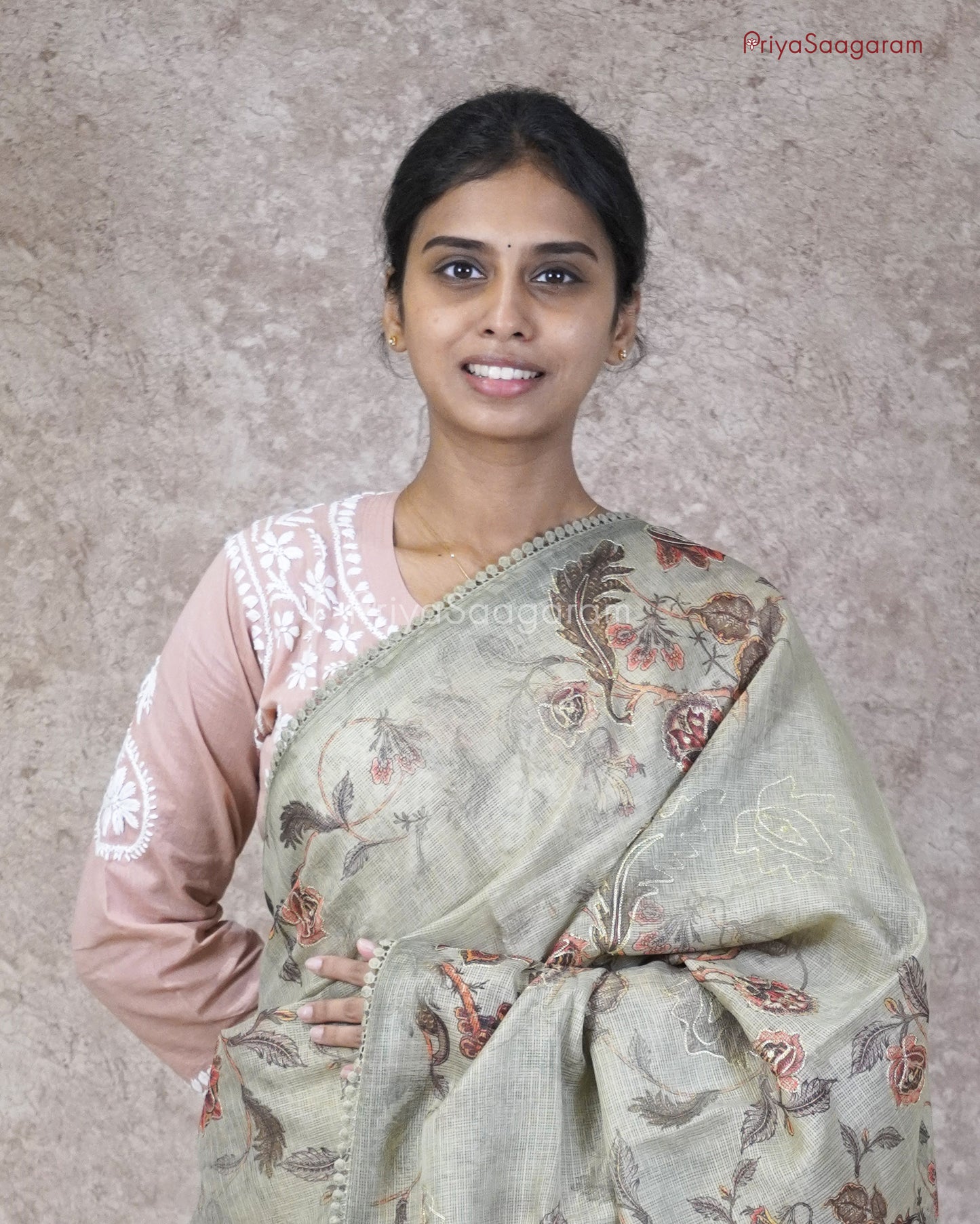 Green Floral Aari Kota - PC3298