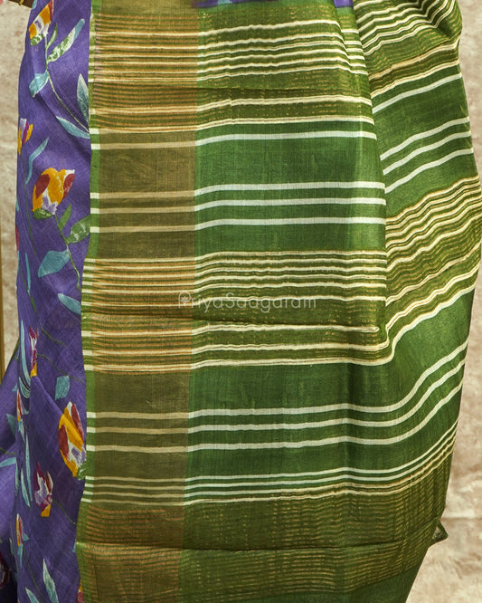 Lavender Printed Tussar - PE413