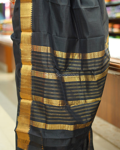Black Solid Mangalagiri Silk Cotton - N4991