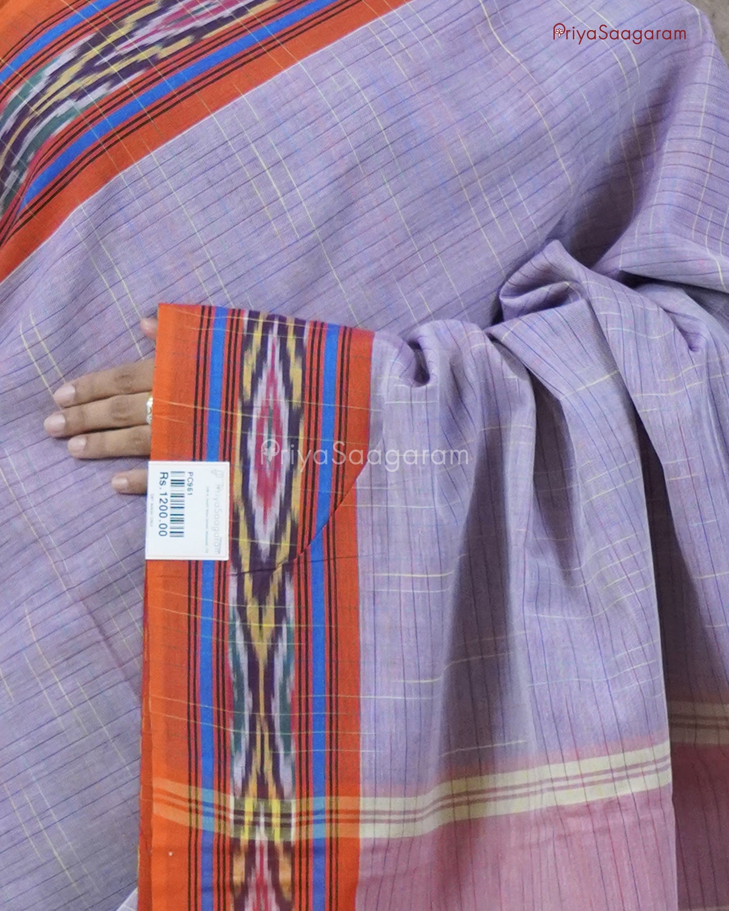 Lavender Red Ikkat Cotton - PC961