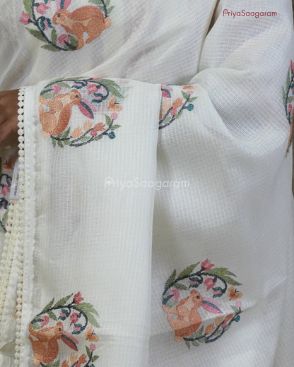 White Embroidery Kota - PC3573