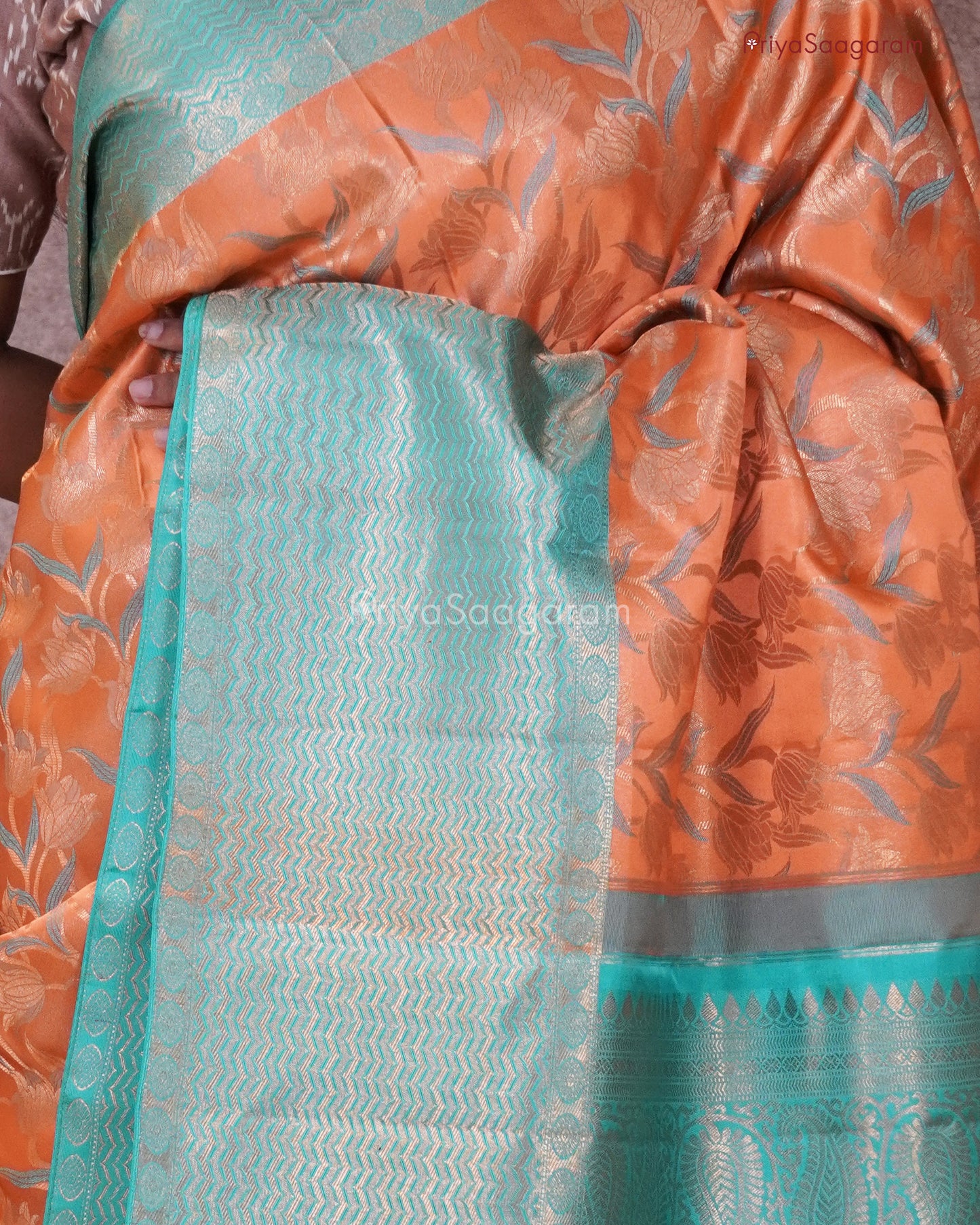 Coral Orange Kanchipuram - M2865