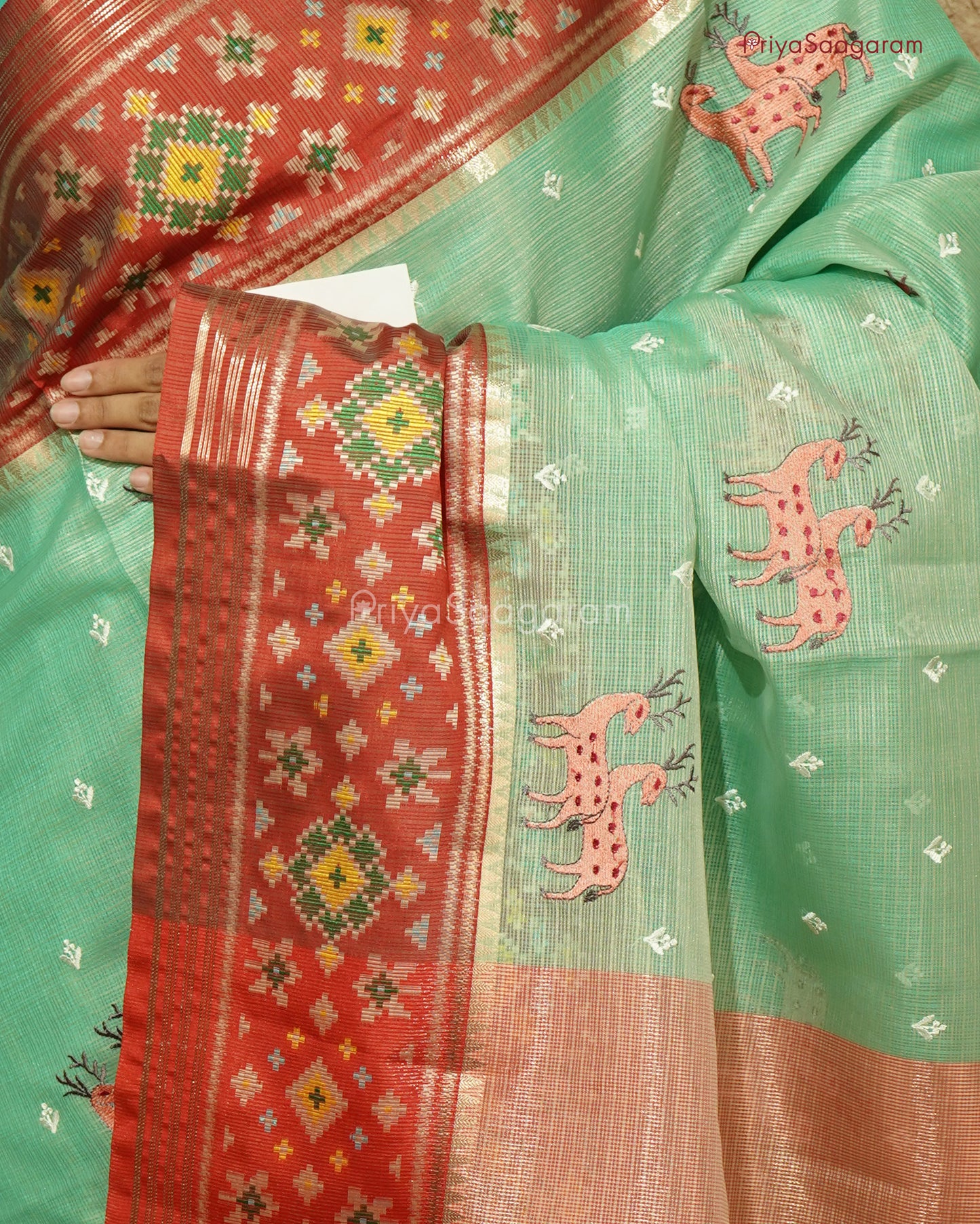 Green Ikkat Kota Silk - PD742