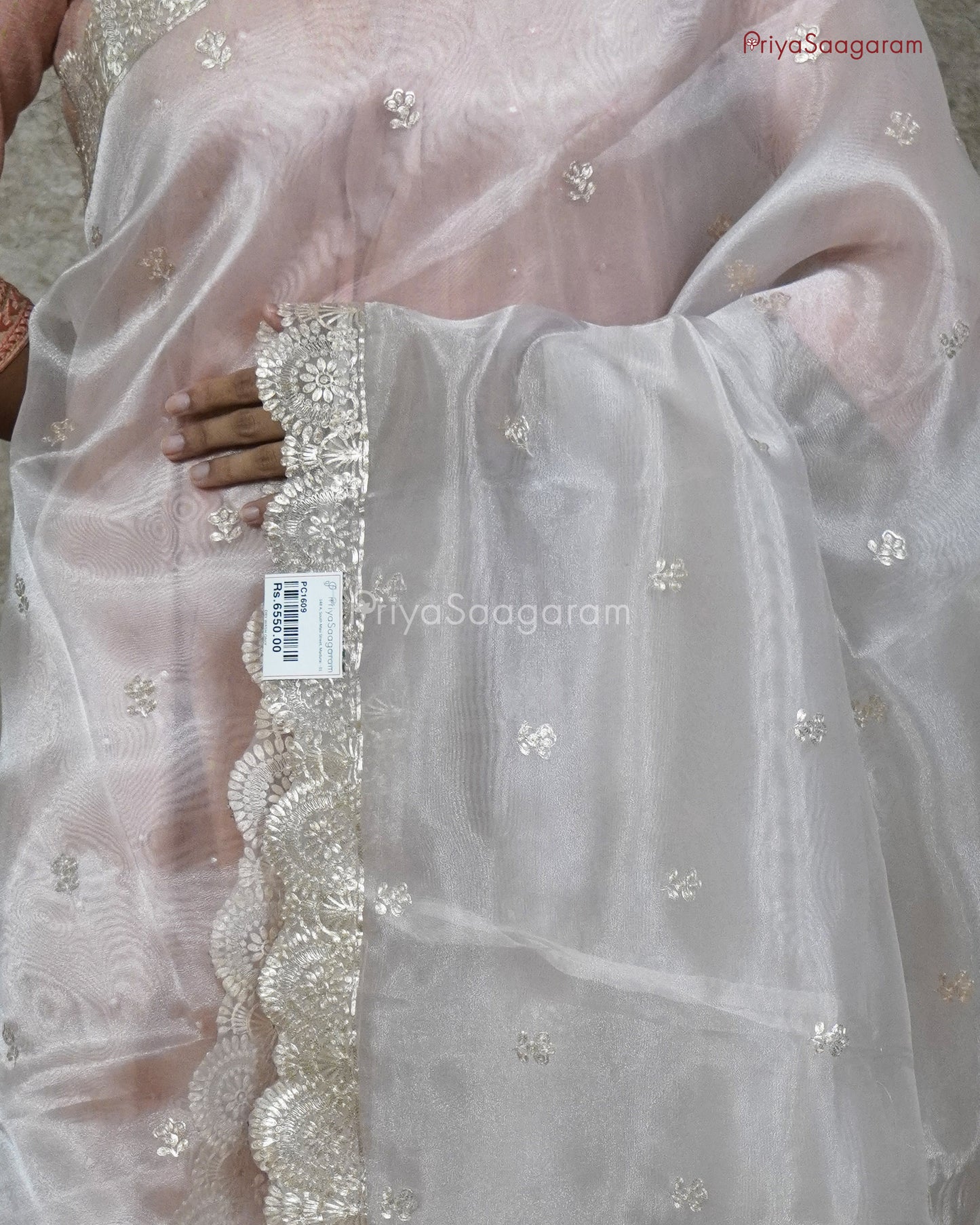 Shimmery Cream Organza - PC1609