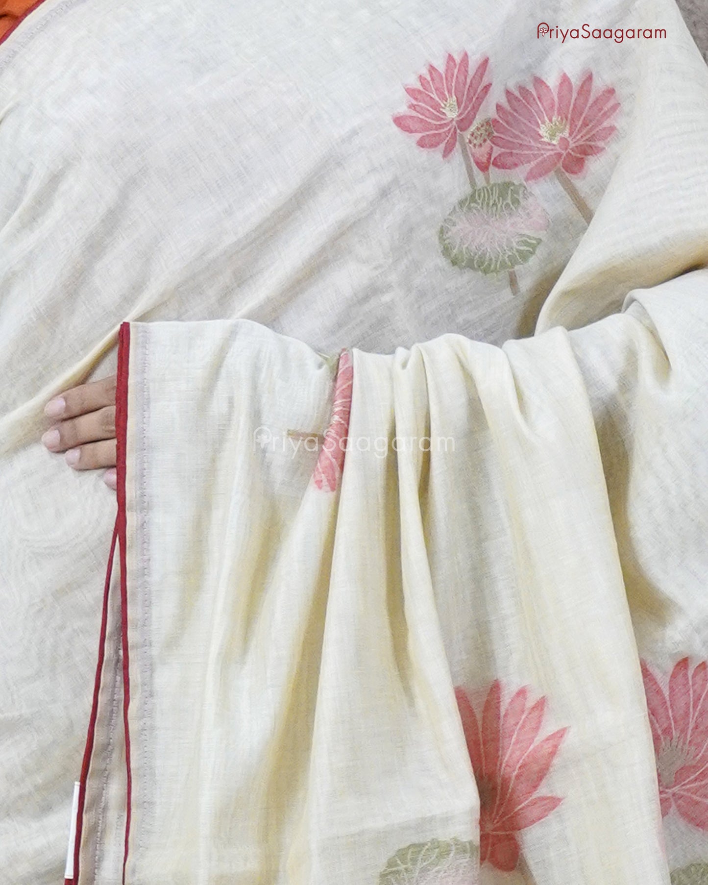 Cream Floral Fancy Cotton - PC3654