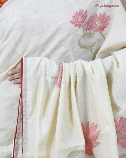 Cream Floral Fancy Cotton - PC3654