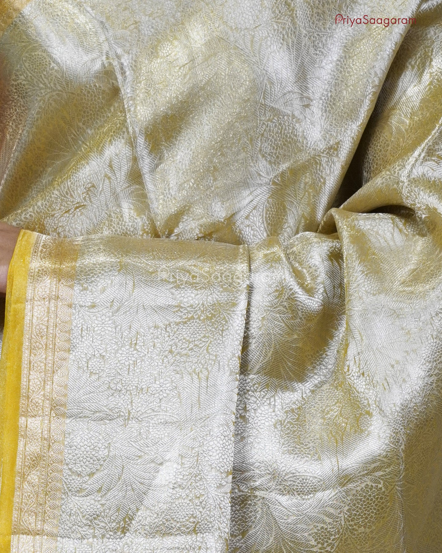 Yellow Zari Tissue Silk - PC3588