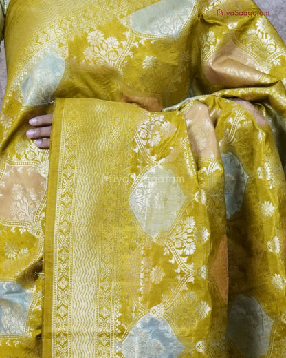 Yellowish Green Rangkat Banaras Silk - PC71