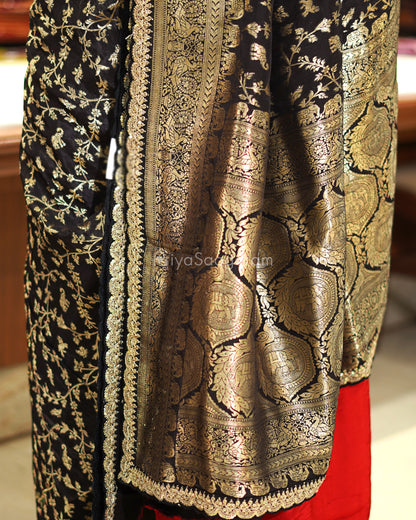 Black Designer Banaras Silk - PE600