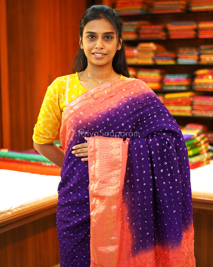 Purple Pink Banaras Bandhani - PE2765