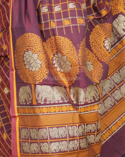Maroon Checked Chettinad Cotton - K18341