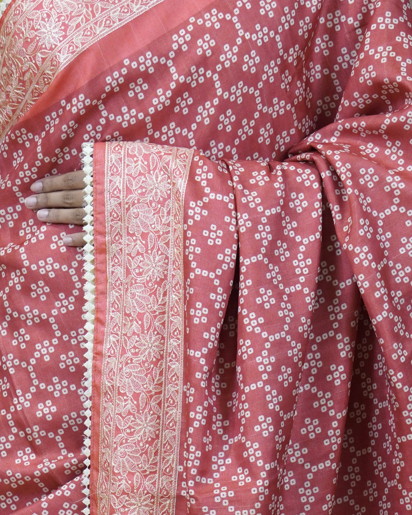 Red Bandhini Tussar - PC4606