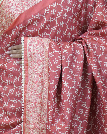 Red Bandhini Tussar - PC4606