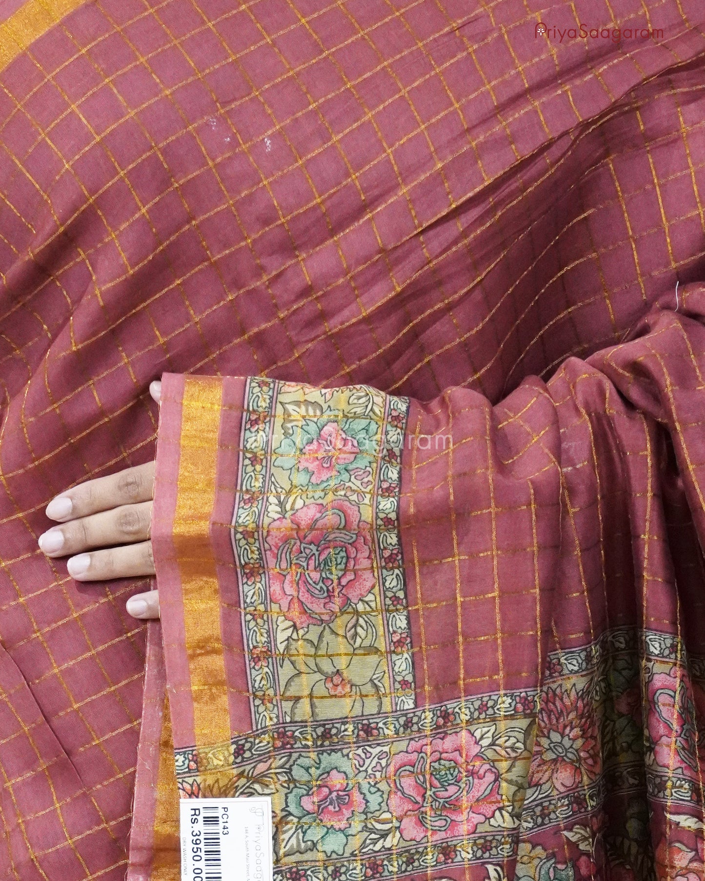 Rustic Zari Checked Chanderi - PC143